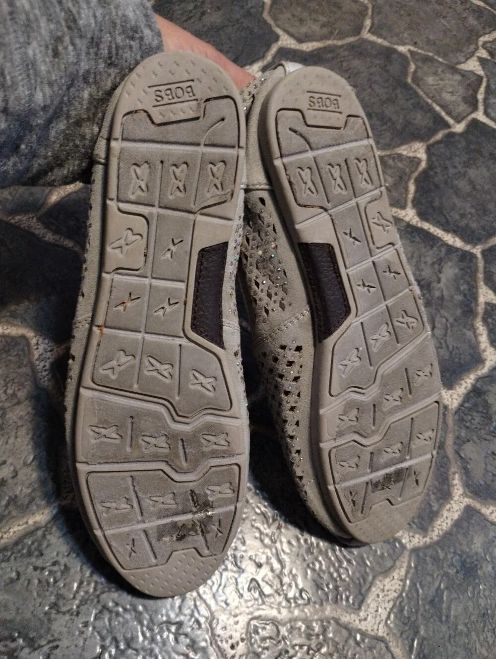 BOBS From Skechers women's tan/ silver espadrilles size 9